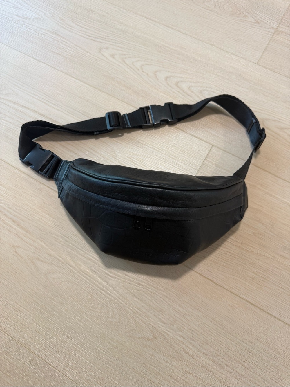 Hyer Goods Big Upcycled Leather Fanny Pack in Black Croc